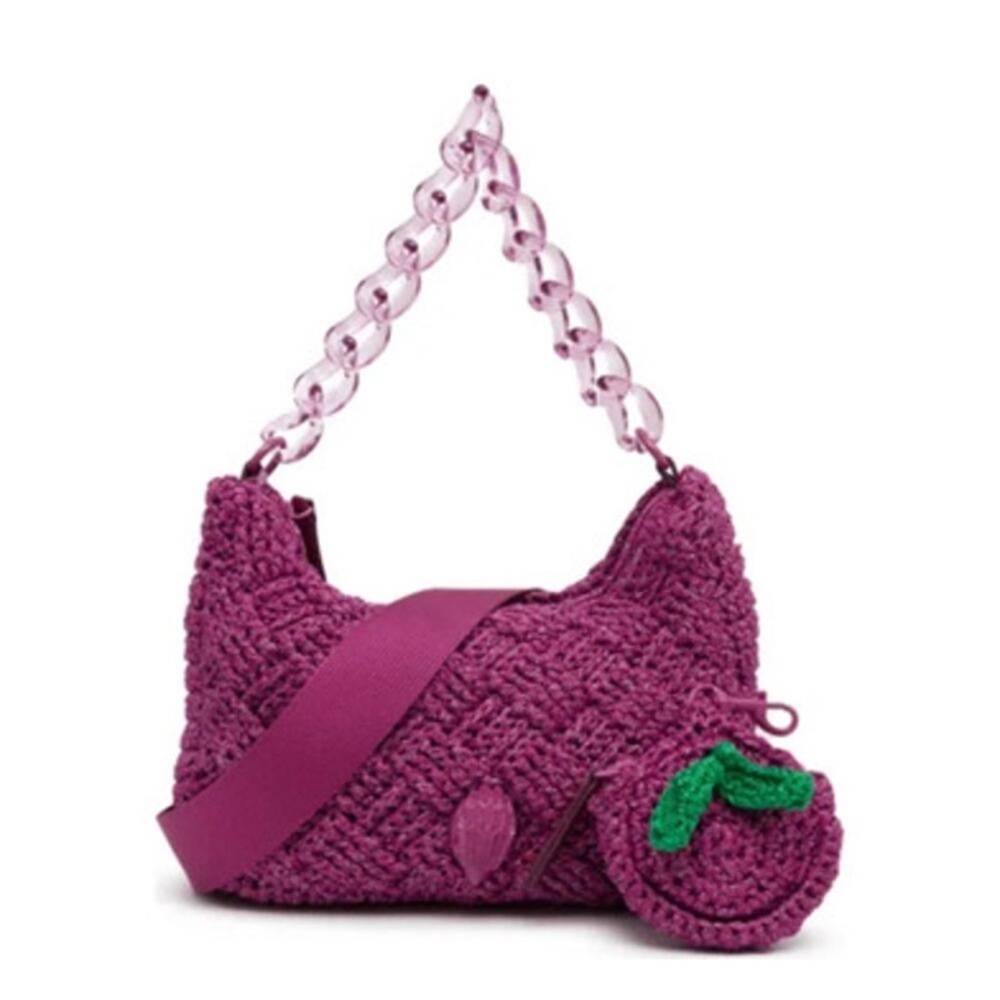 Kurt Geiger Pink Knit Bag with Clear Chain